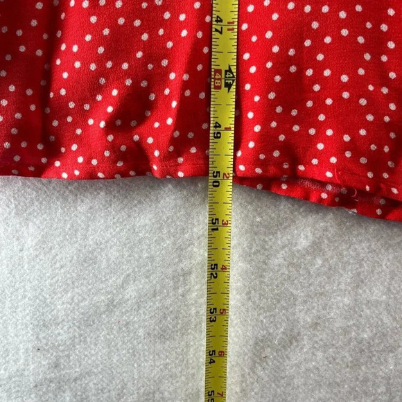 Maison Jules Dress Sz M A-Line Midi Polka Dot Keyhole Neck Sleeveless Rayon Red - Picture 12 of 12